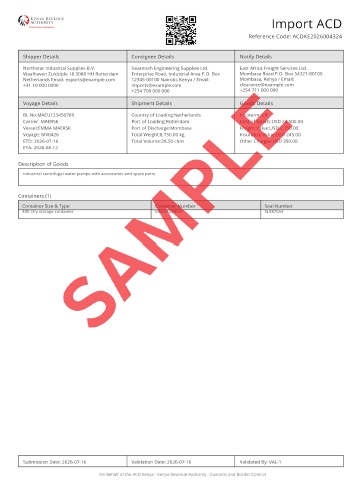 Kenya ACD Certificate Sample